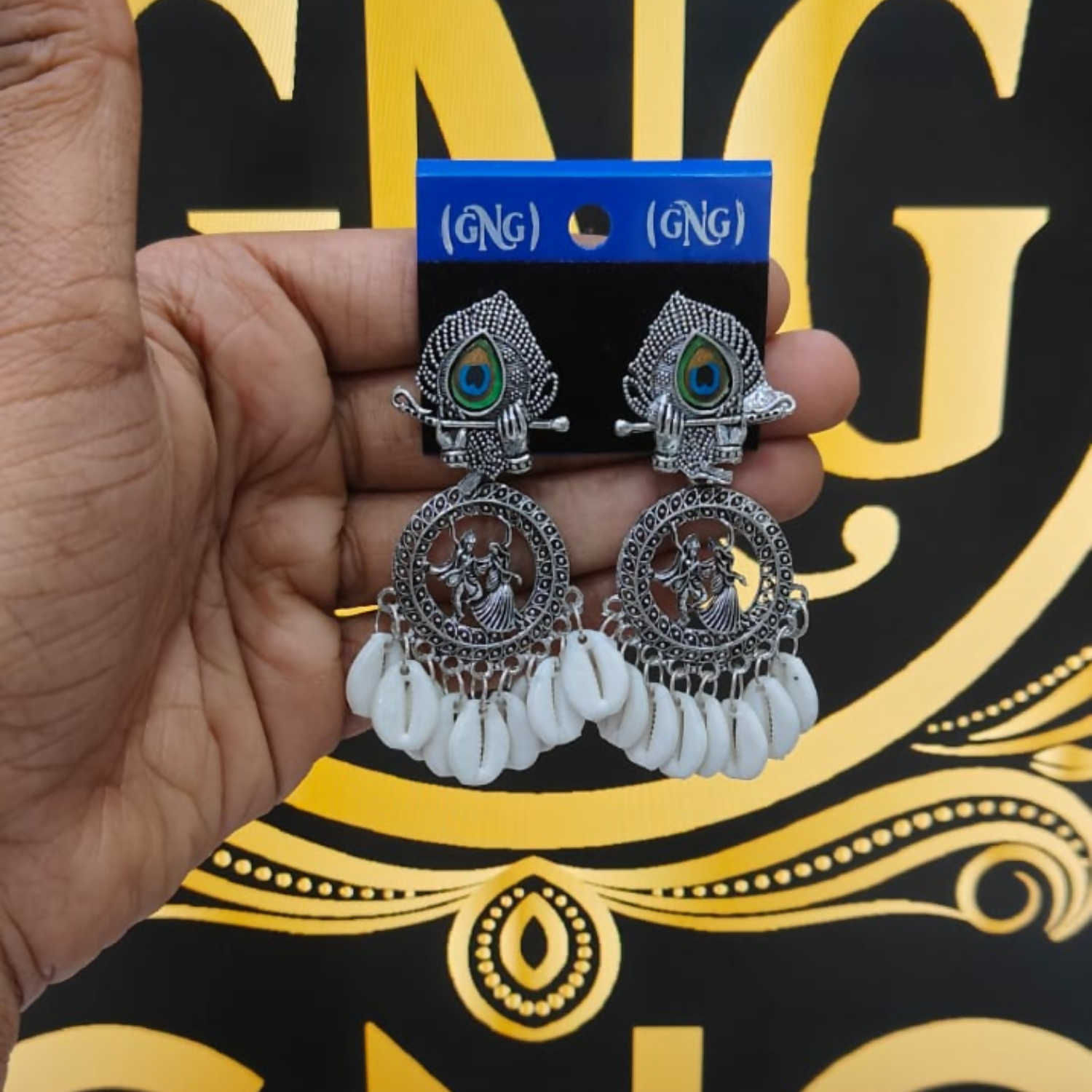 Oxidized Silver Tribal Statement Earrings – Intricate Ethnic Design