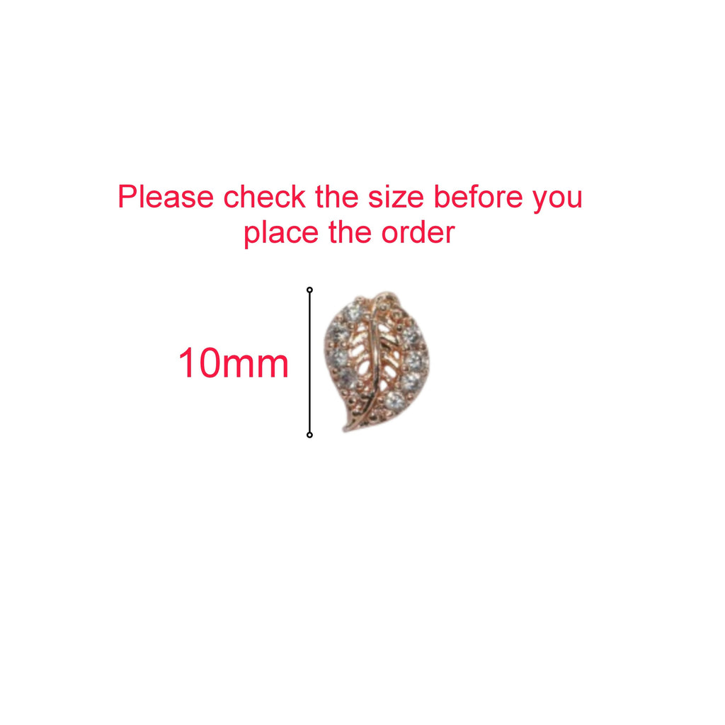 Rose Gold Leaf Stud Earrings – Elegant Sparkle for Women
