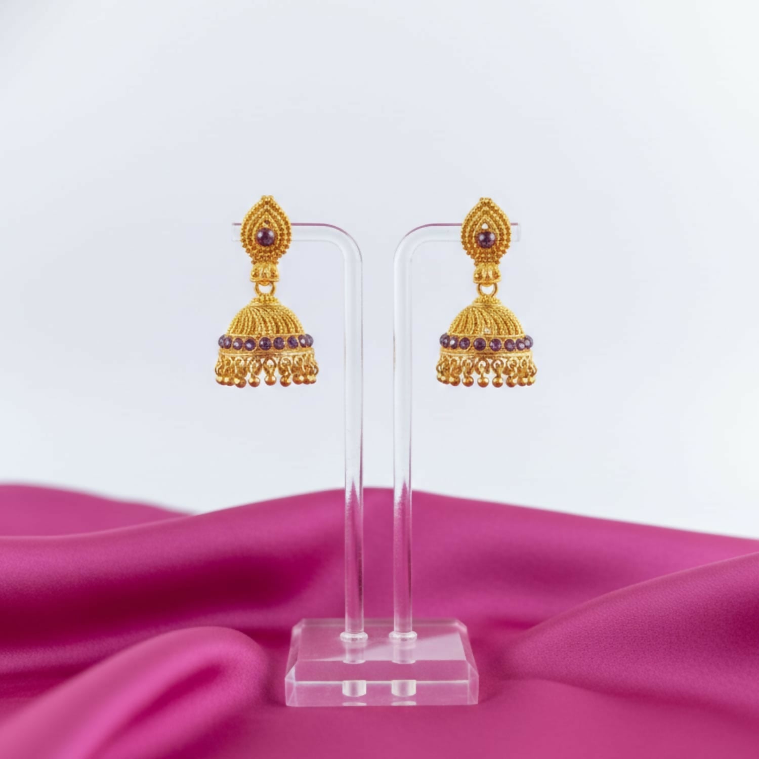 Golden Jhumka Earrings – Elegant Wedding & Festive Jewelry