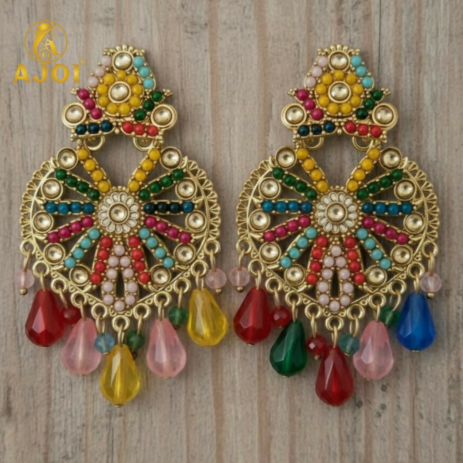 Multicolor Teardrop Hanging Earrings – Handcrafted Statement Jewelry