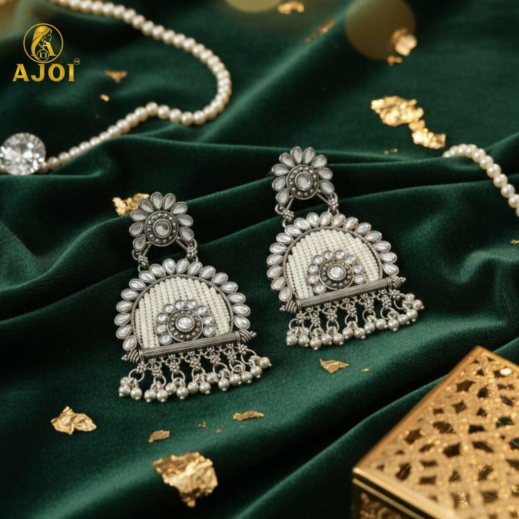 Oxidized Silver Jeco Chandbali Earrings – Elegant Traditional Jewelry