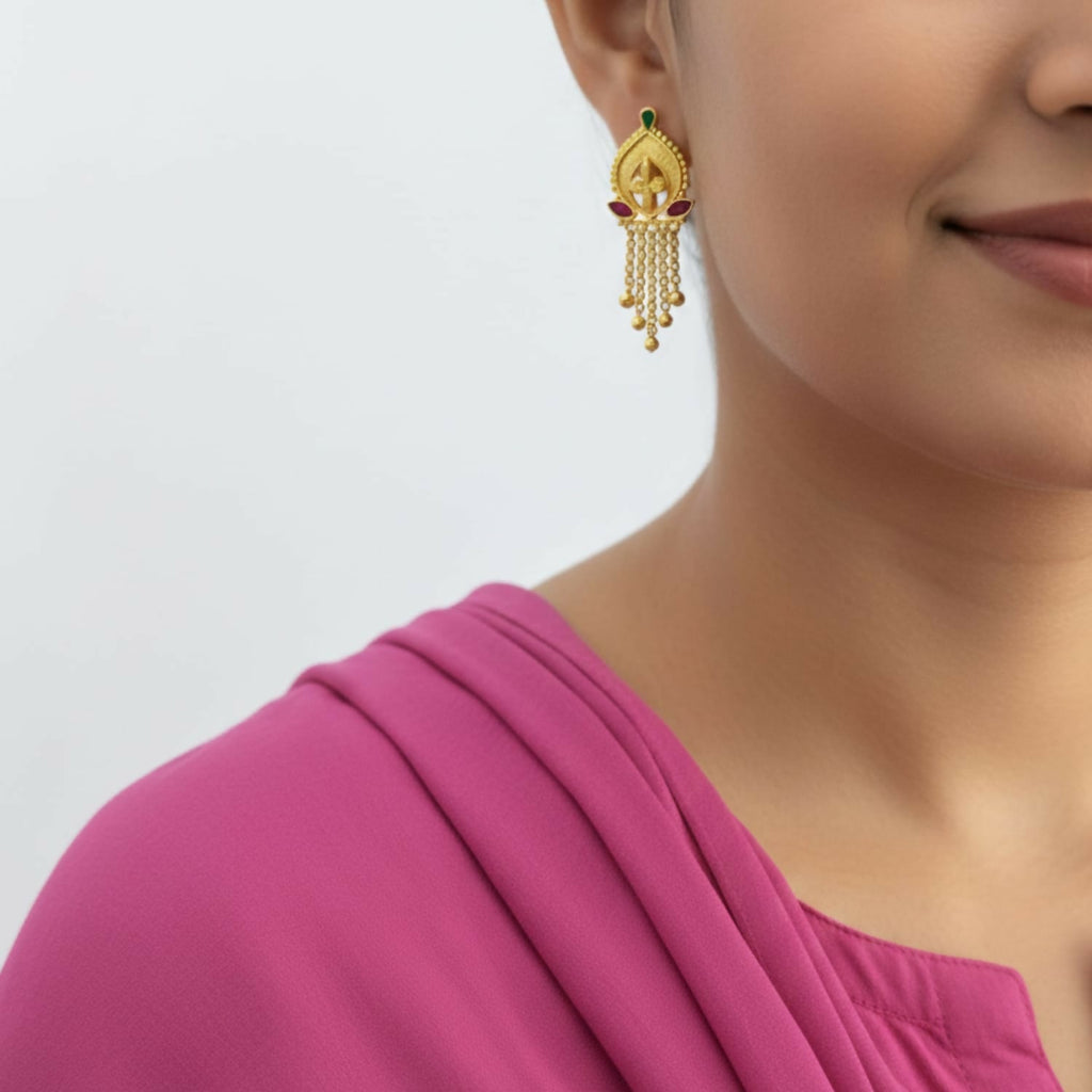 Gold-Plated Jhumka Earrings – Traditional Lightweight Fancy Jewellery