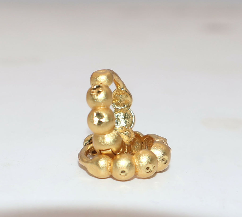 Gold Plated Matte Beaded Huggie Earrings – Elegant Everyday Hoop