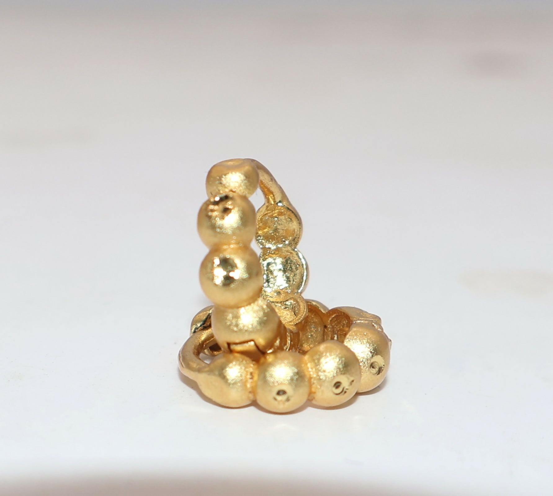 Gold Plated Matte Beaded Huggie Earrings – Elegant Everyday Hoop