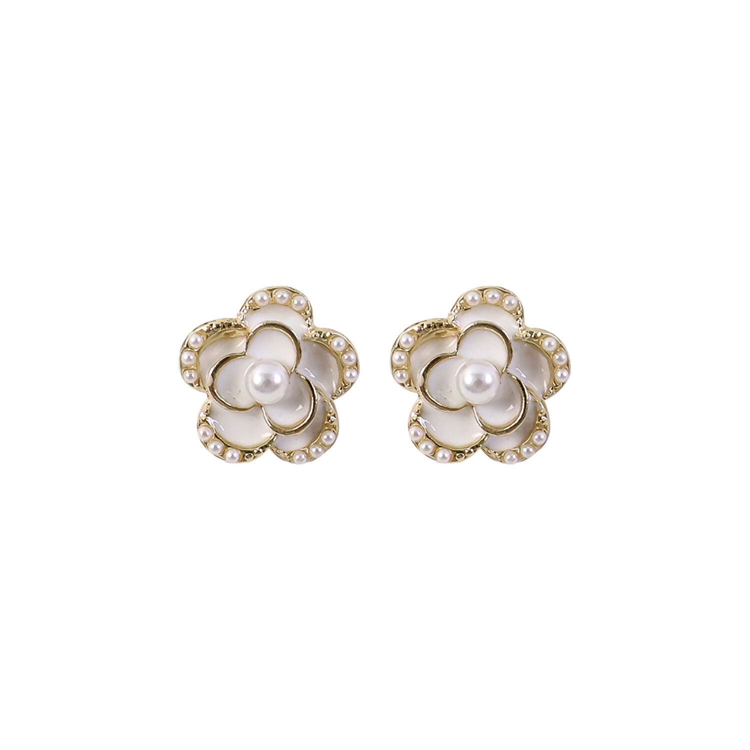 Pearl Heart Drop Earrings – Elegant Korean Style for Women