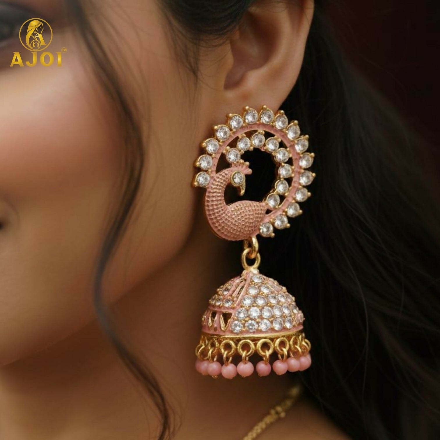 Red Stone Bridal Jhumka Earrings – Elegant Festive Jewelry