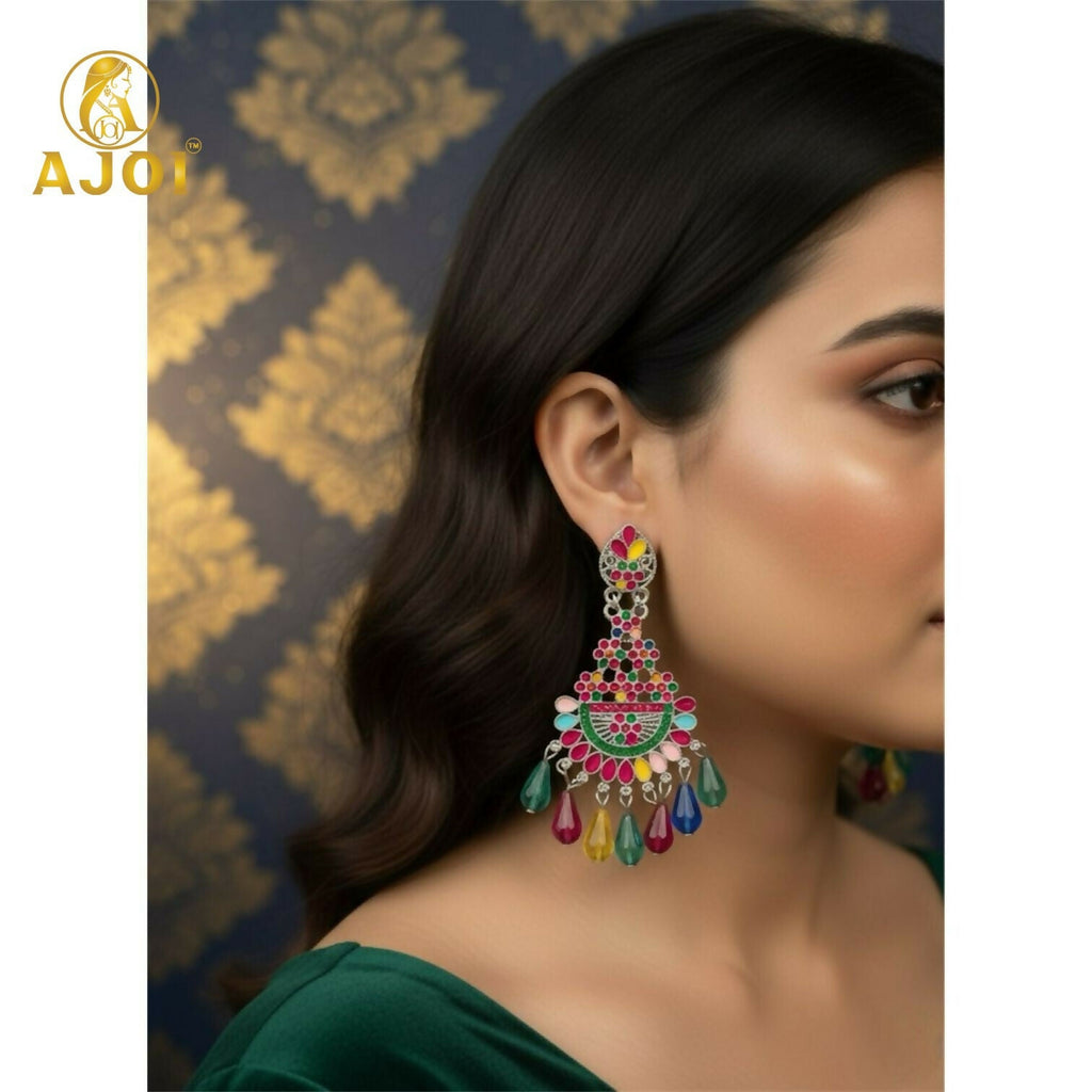Colorful Meenakari Drop Earrings – Vibrant Festival Jewelry