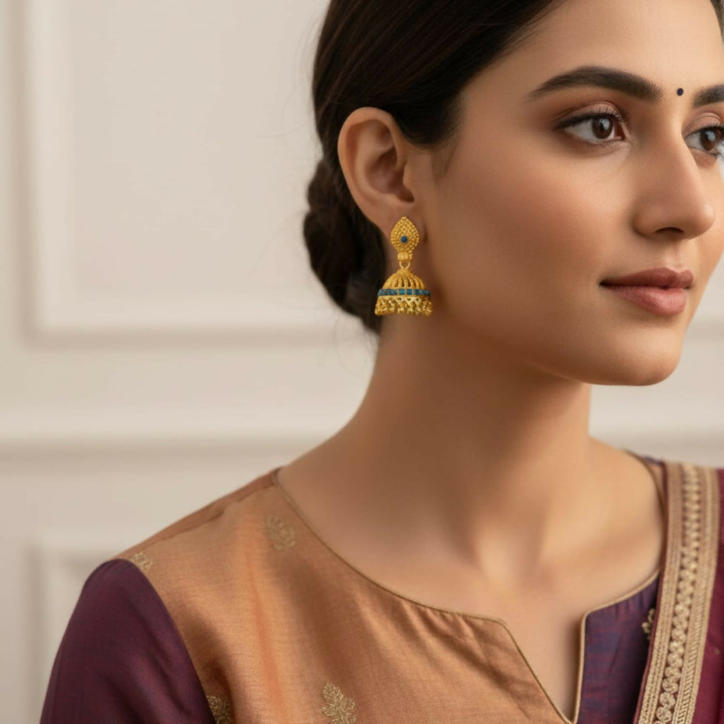 Golden Jhumka Earrings – Elegant Ethnic & Festive Statement