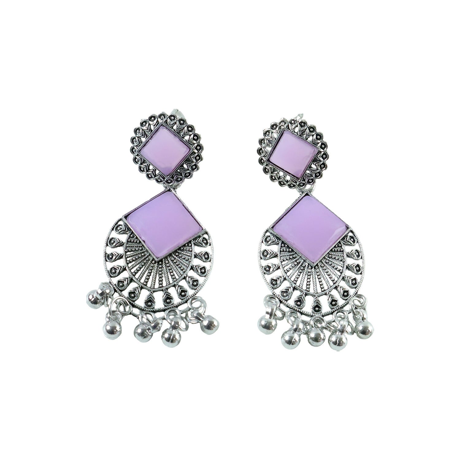 Oxidized Silver Plated Dangle Earrings – Traditional Indian Charm
