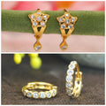 Gold Plated Flower Drop Huggie Earrings – Elegant Combo Pack