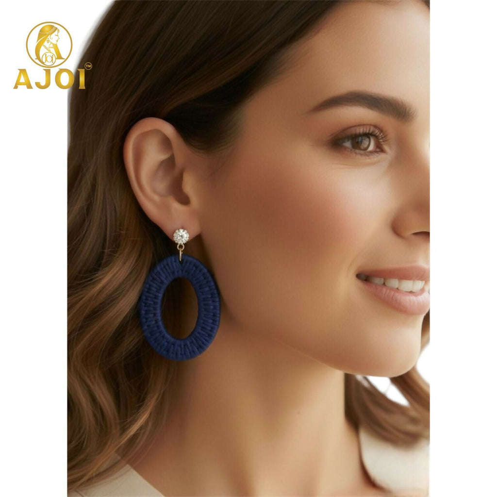 Textured Oval Drop Earrings – Lightweight & Colorful Handmade