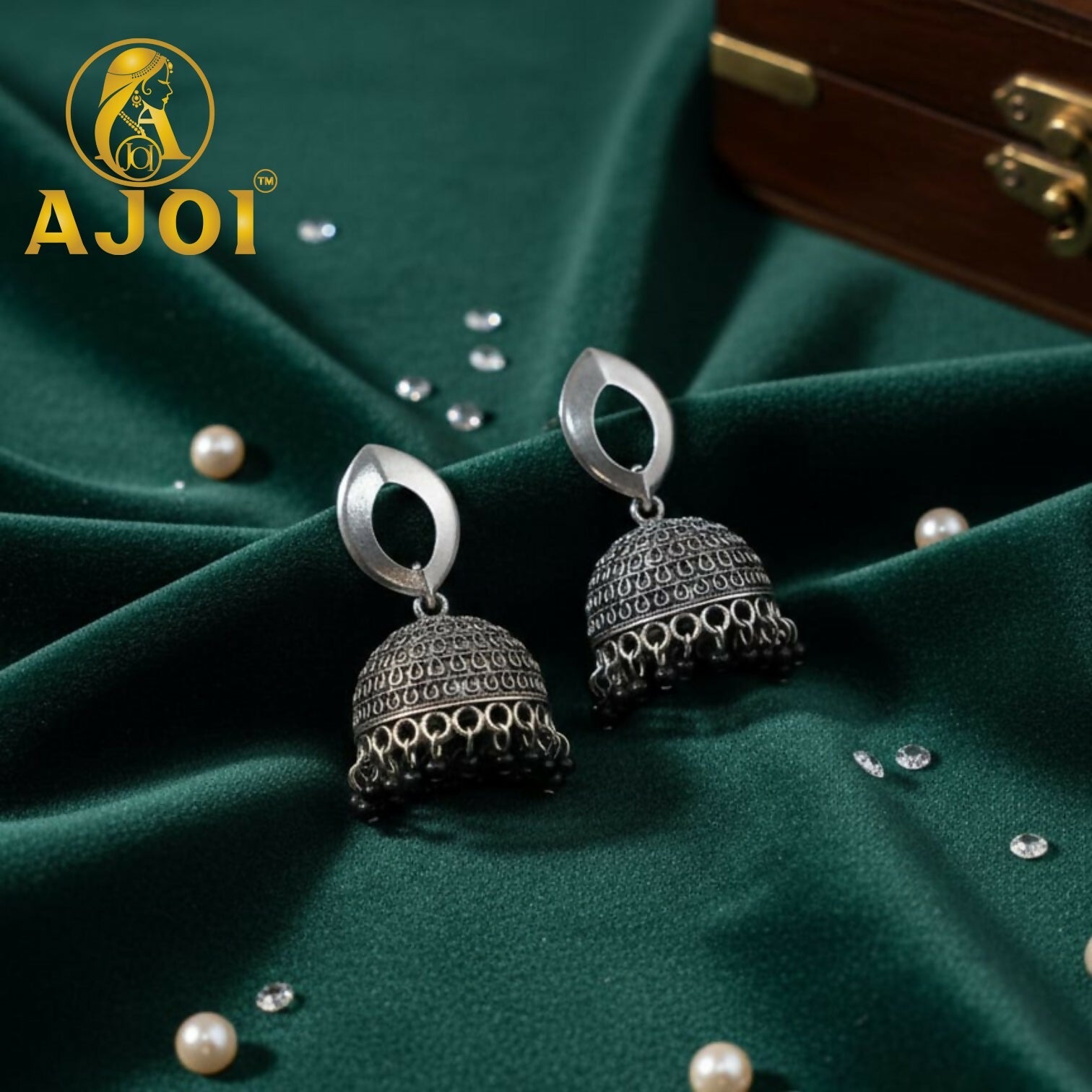 Silver Teardrop Jhumka Earrings – Elegant Traditional Design
