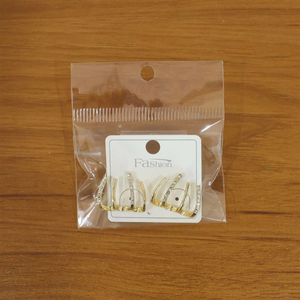 Gold Multi Loop Stone Studded Earrings – Elegant Lightweight Design
