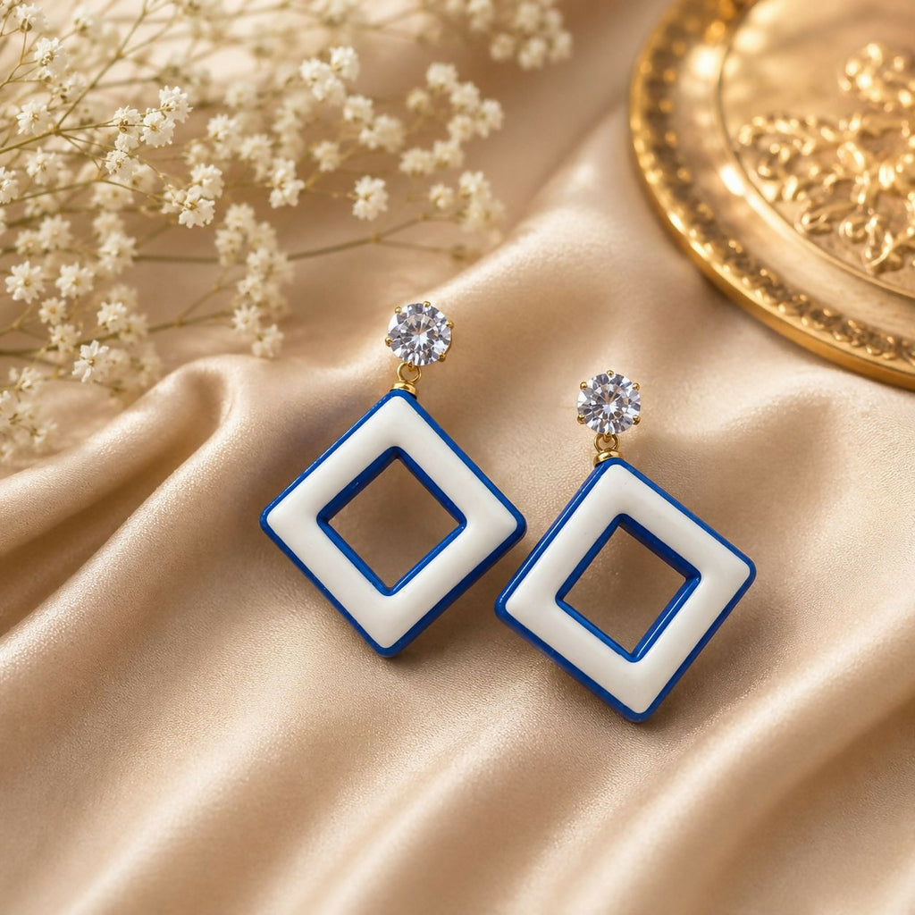 Colorful Geometric Drop Earrings – Trendy Crystal Jewellery Set
