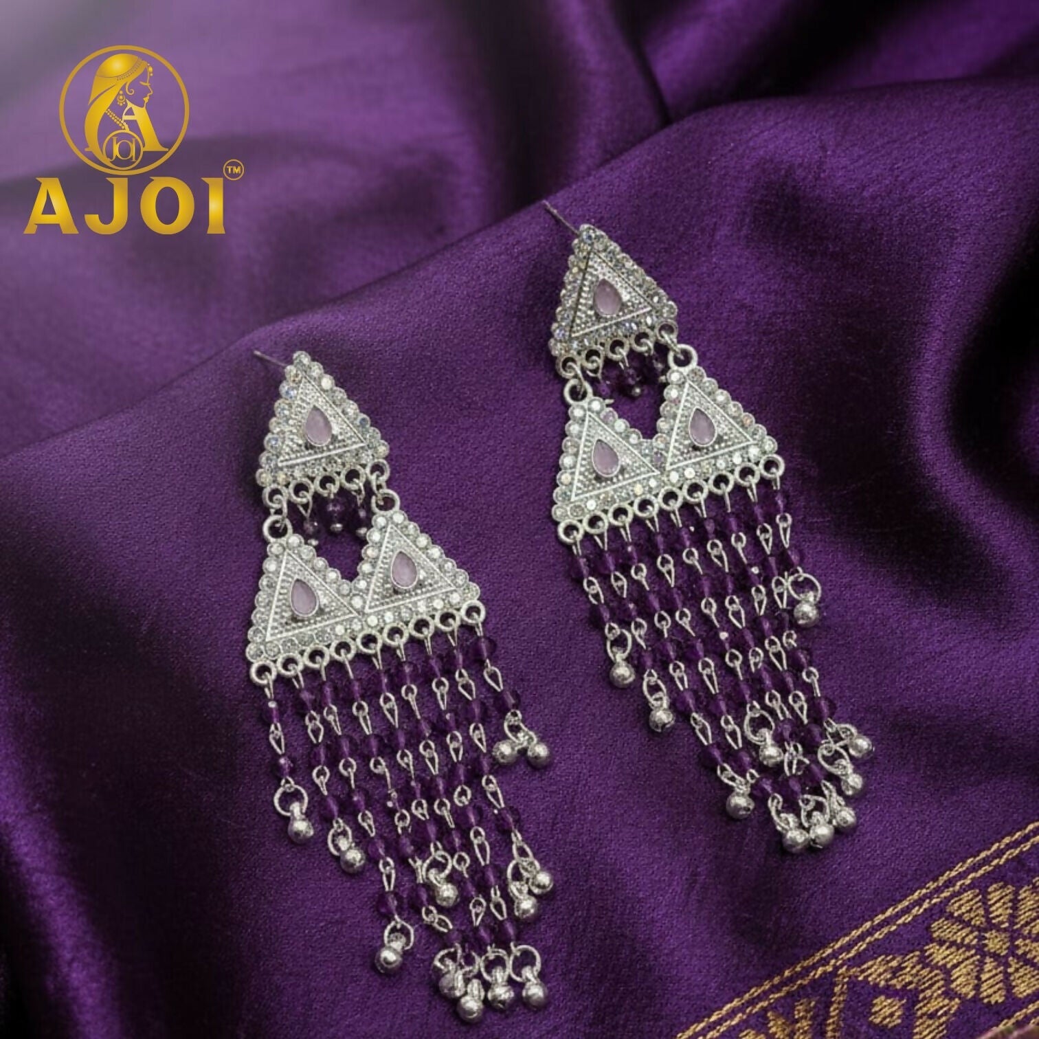 Amethyst Drop Silver Earrings – Elegant Tassel Statement Jewellery