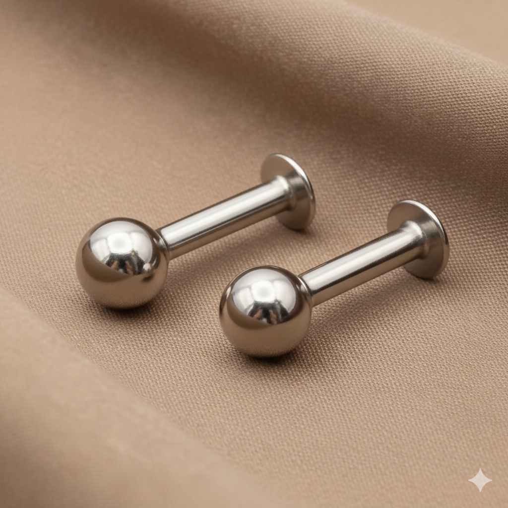 Titanium Ball Stud Earrings – Comfortable Flat Back Labret Piercing Combo