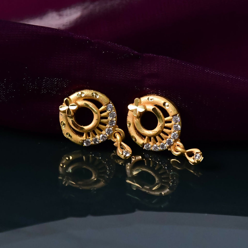 Circular Drop Earrings with Crystal Accents – Elegant Party Wear