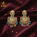 Kundan Chandbali Earrings – Royal Multicolor Antique Gold Finish
