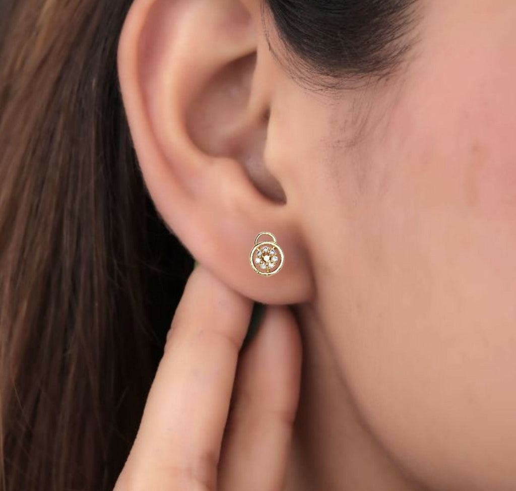 Gold Lock & Key Stud Earrings – Dainty Minimalist Style