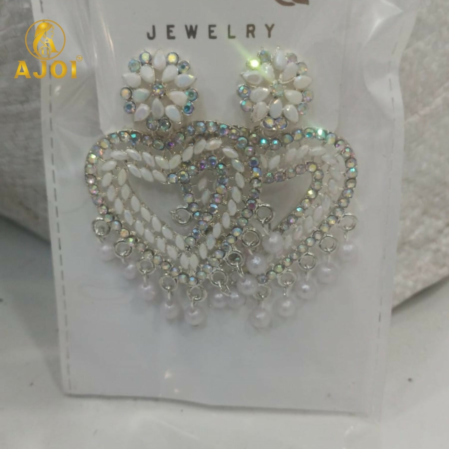Heart-Shaped Pearl Drop Earrings – Elegant Silver Jewellery