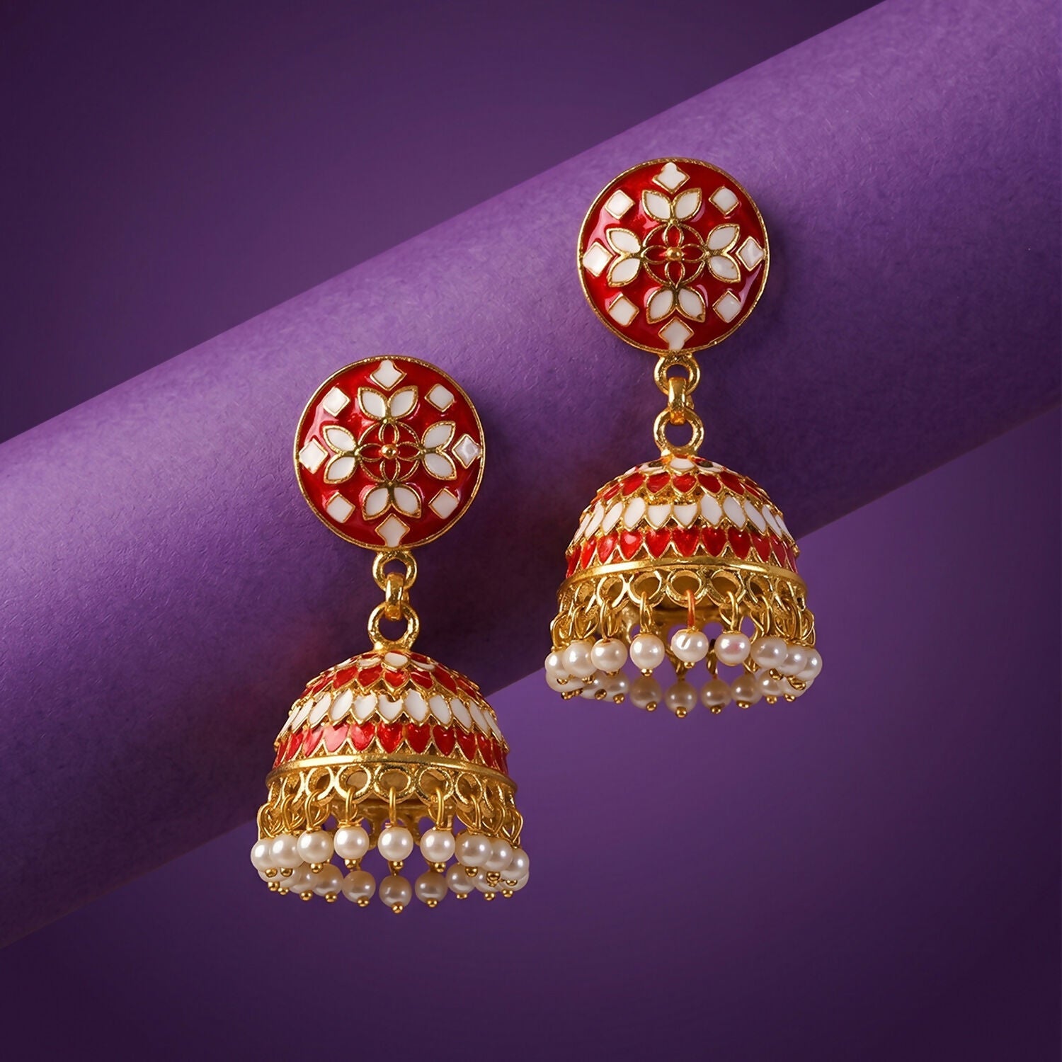 Jhumka Earrings – Elegant Pearl Bead Detailing for Festive Looks