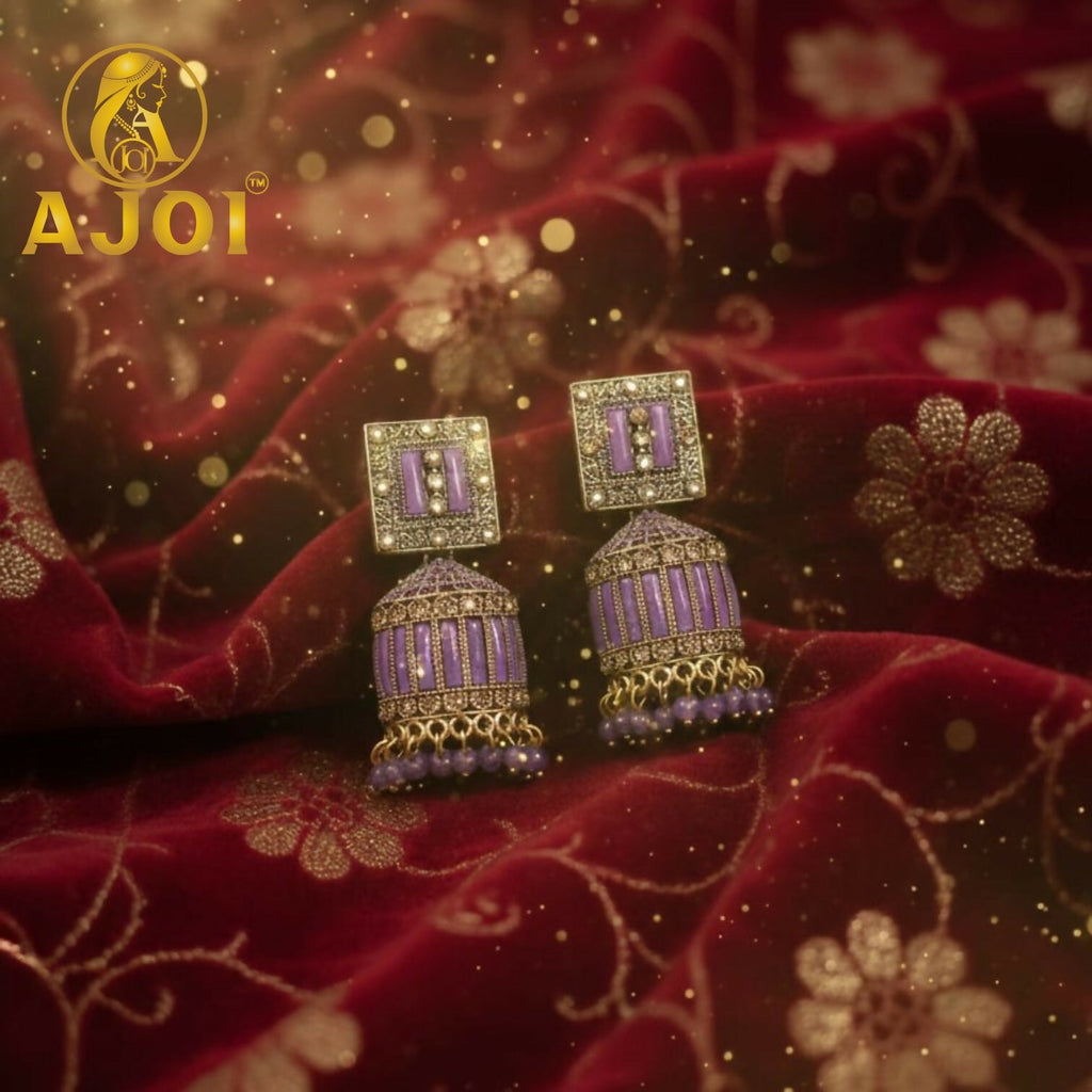 Lavender Purple Designer Earrings – Elegant Beaded Drops