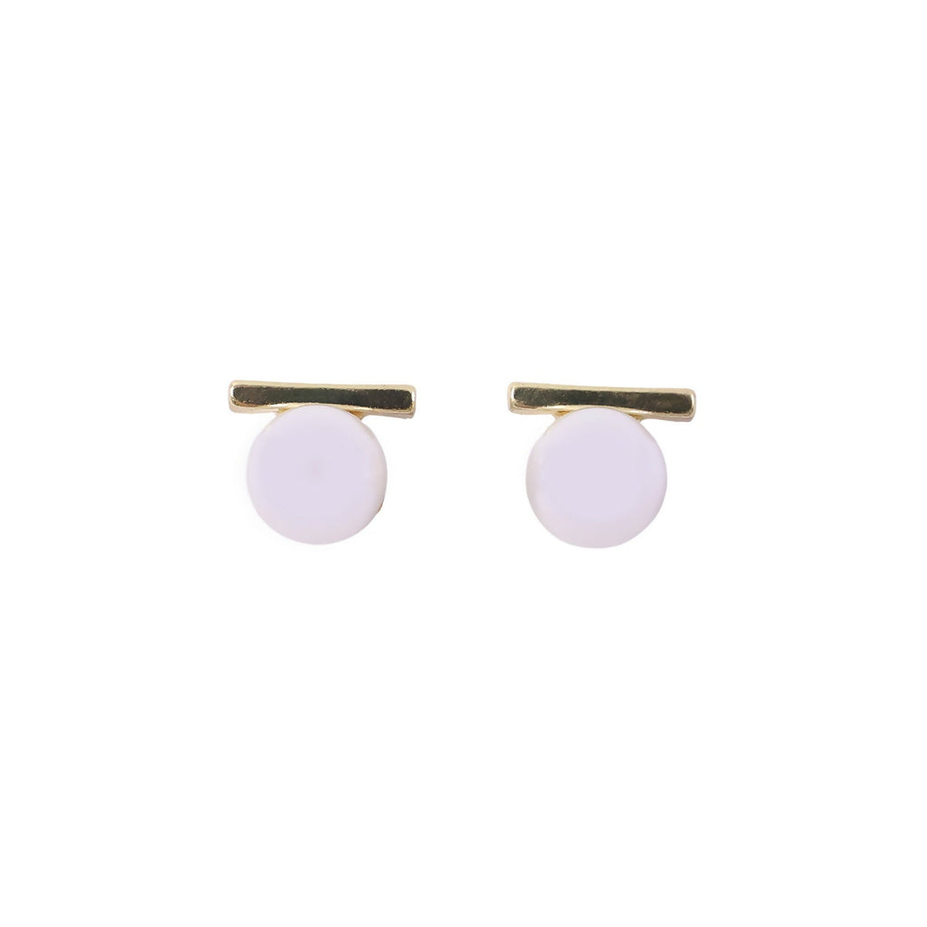 Pearl Bar Stud Earrings – Minimal Gold Plated Elegance