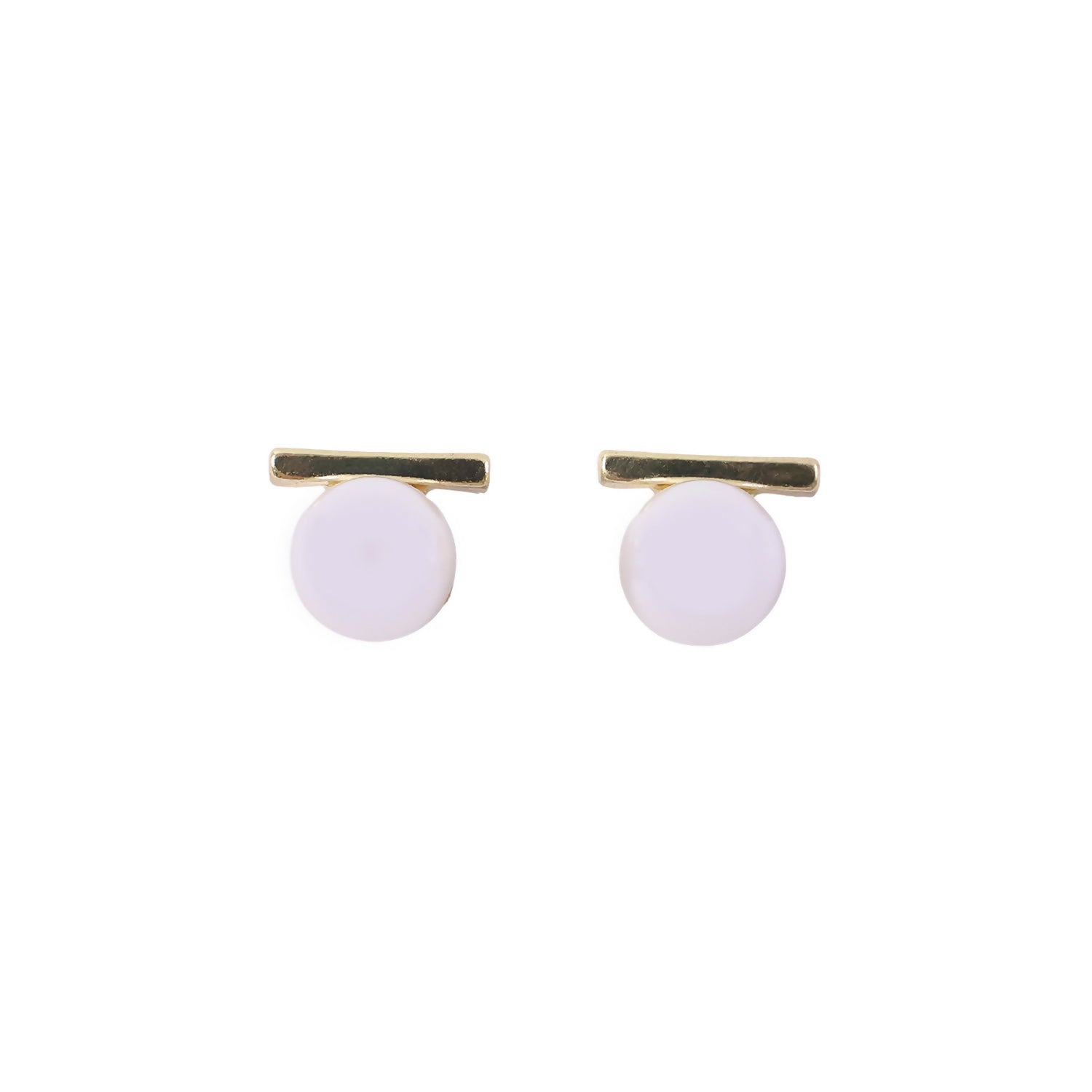Pearl Bar Stud Earrings – Minimal Gold Plated Elegance