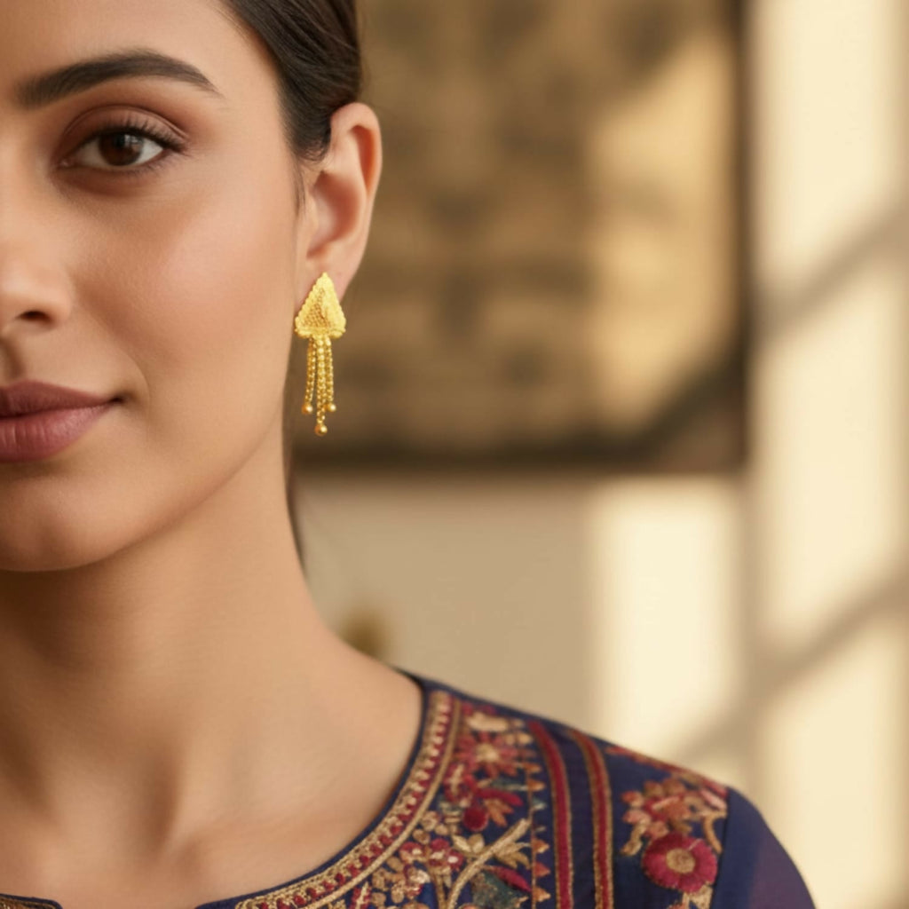 Gold-Plated Jhumka Earrings – Traditional Indian Jewellery with Enamel Detailing
