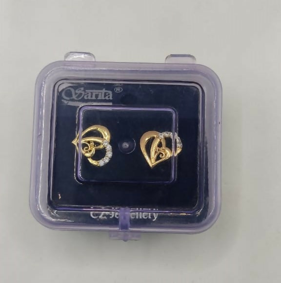 Interlocking Heart Stud Earrings – Elegant Gold Plated Design