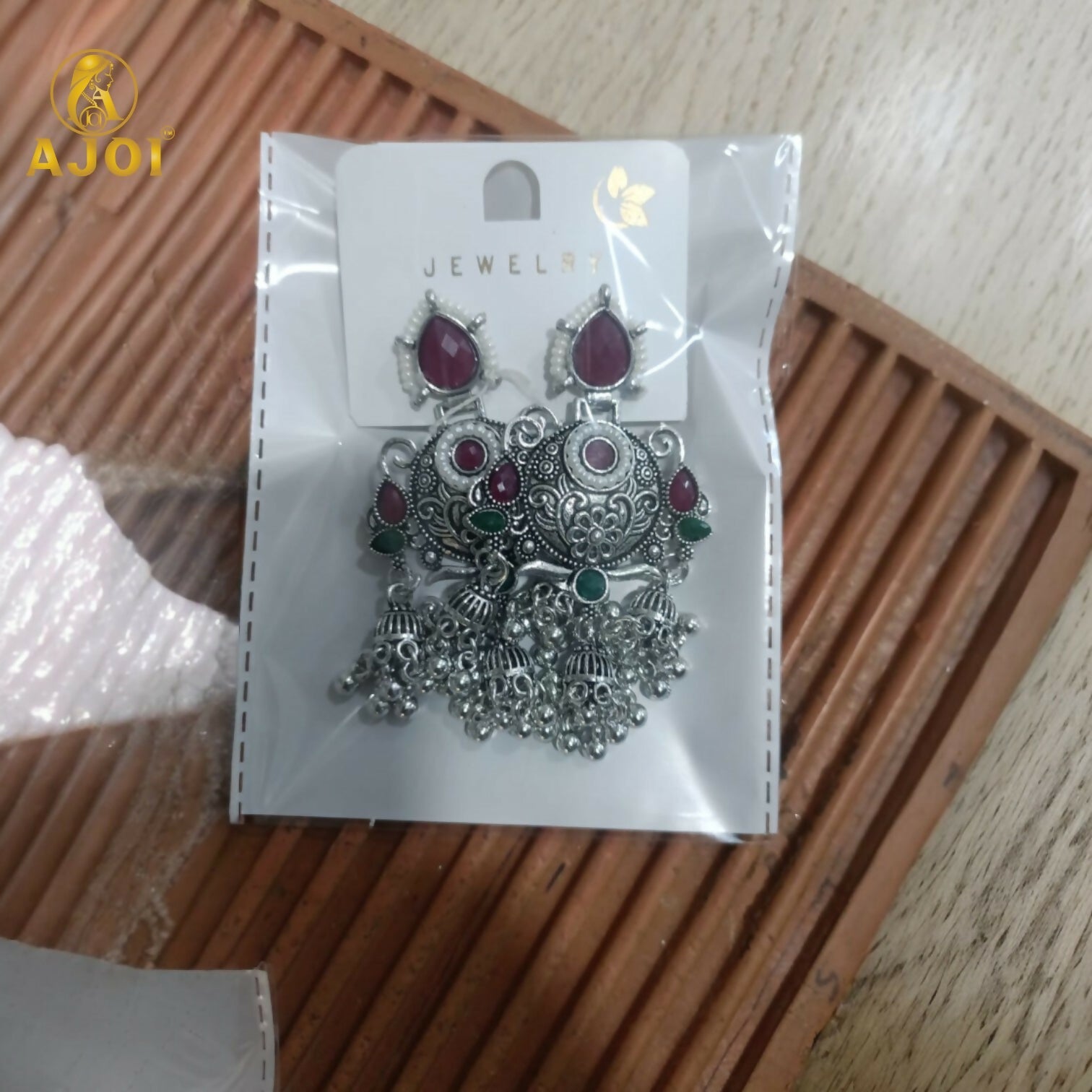 Ruby Chandbali Earrings – Ethnic Designer Jhumka with Pearls