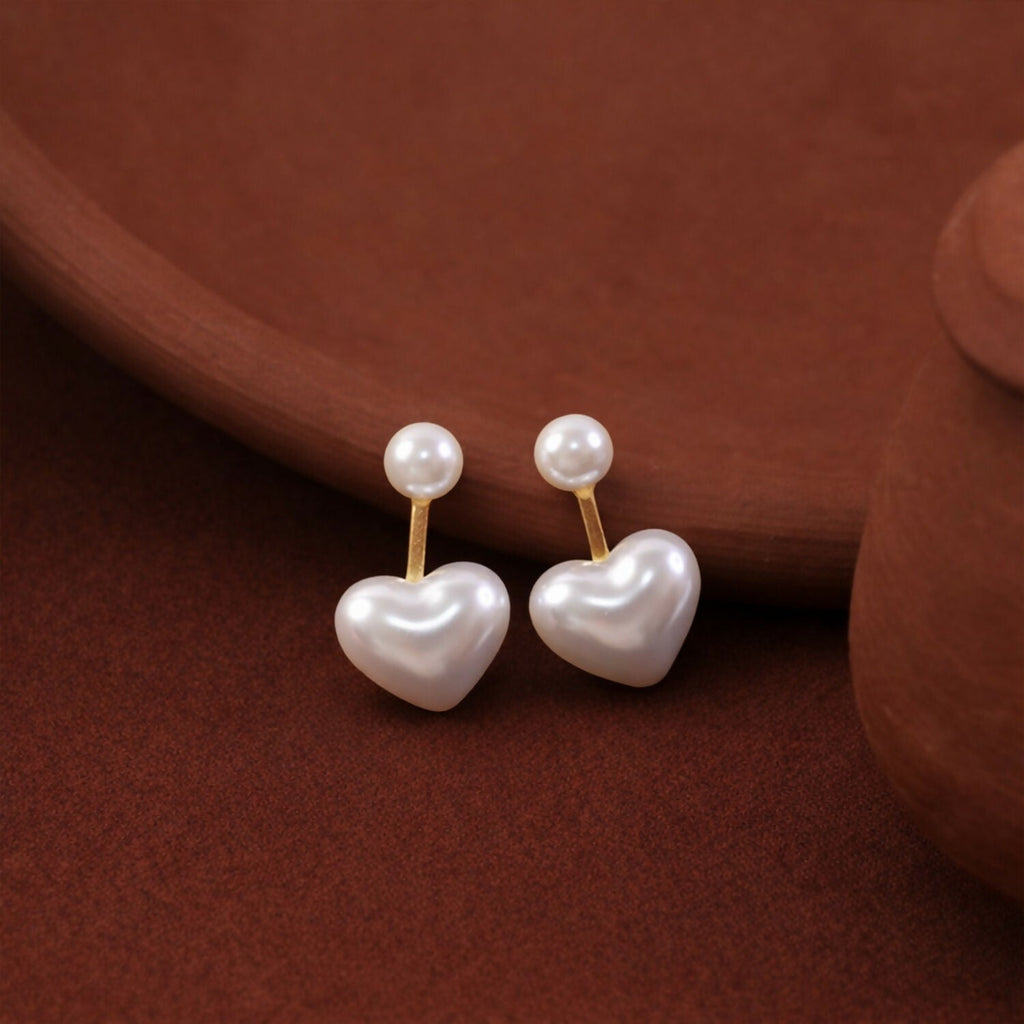 Pearl Heart Drop Earrings – Gold Plated Elegant Fashion Jewelry