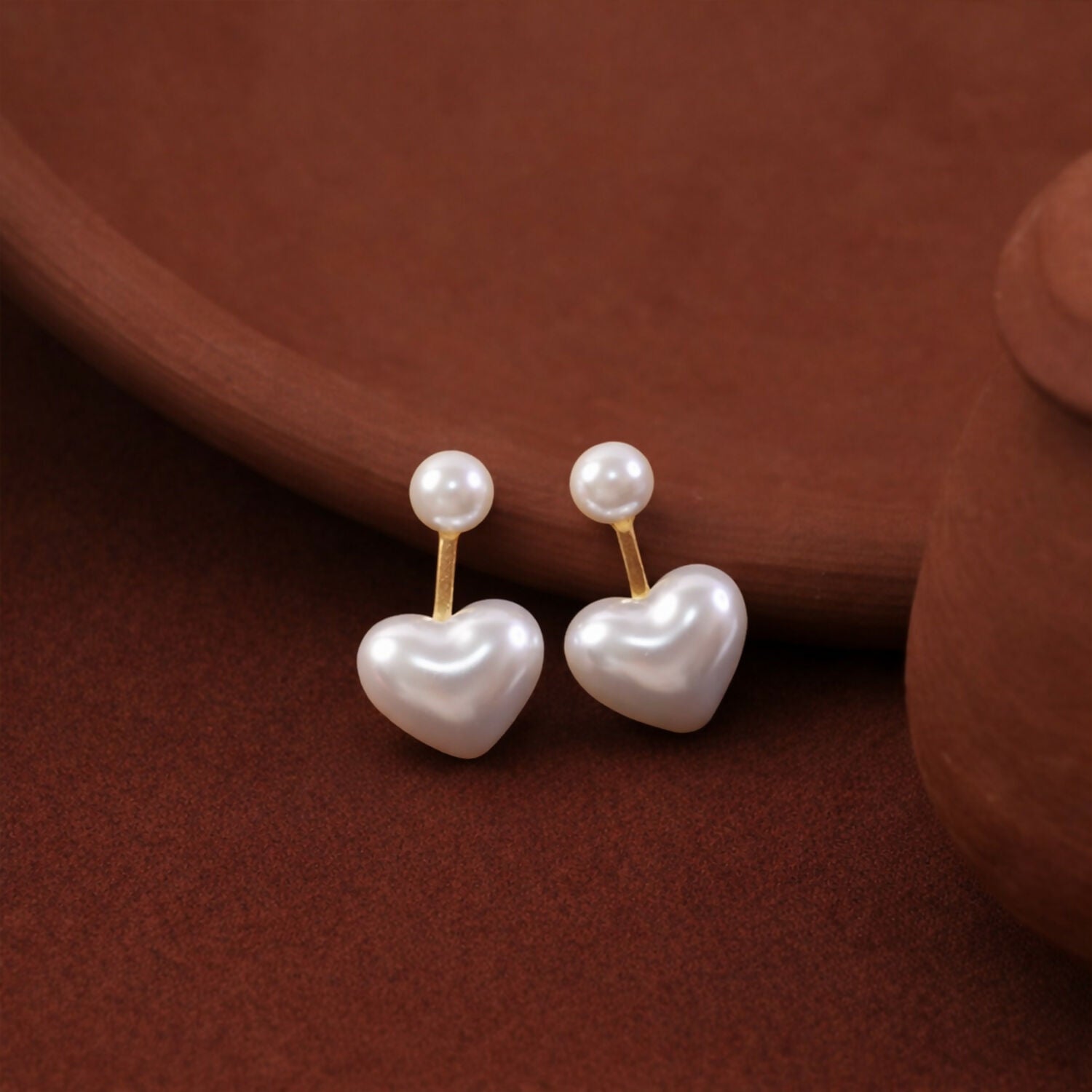 Pearl Heart Drop Earrings – Gold Plated Elegant Fashion Jewelry
