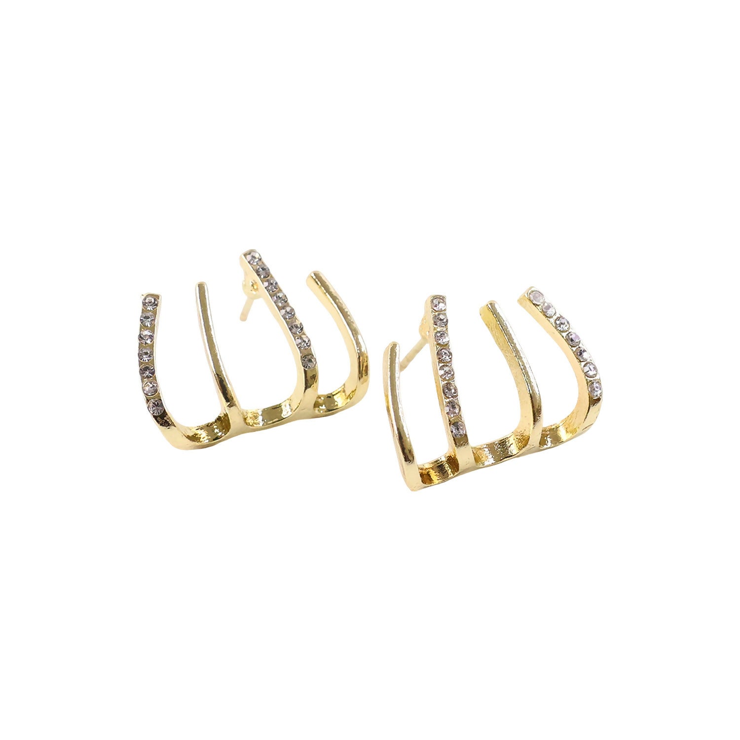 Gold Multi Loop Stone Studded Earrings – Elegant Lightweight Design