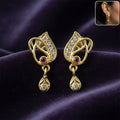 Gold Plated Ruby Accent Stud Earrings – Elegant Drop Design
