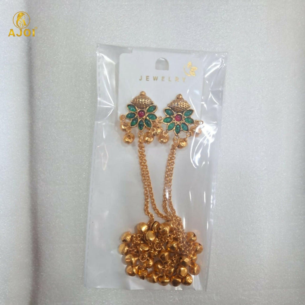 Floral Stud Ghungroo Jhumki Earrings – Long Drop Ethnic Design