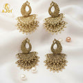 Peacock Antique Gold Earrings Combo – Traditional Ethnic Elegance