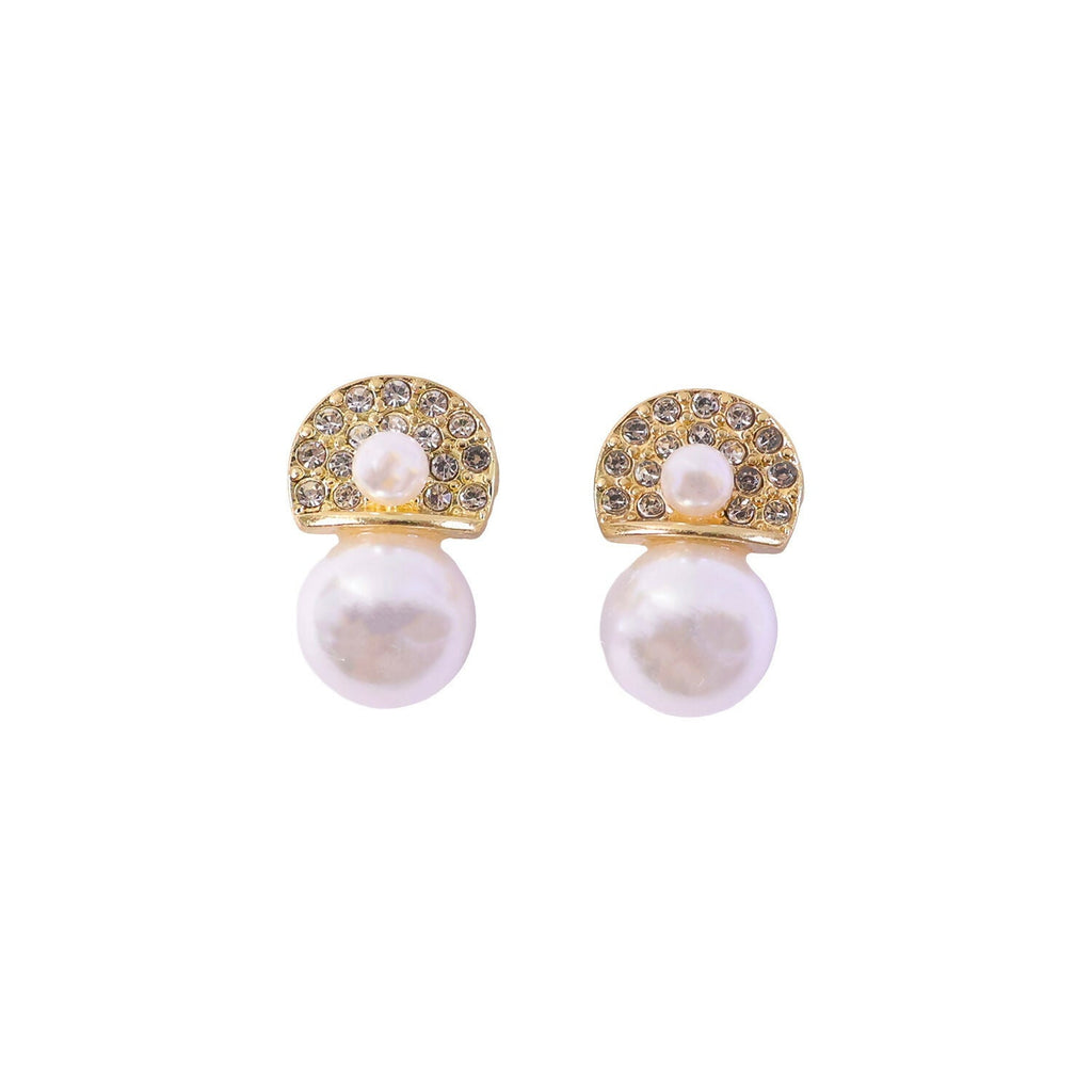 Crystal & Pearl Drop Earrings – Gold Plated Elegant Statement