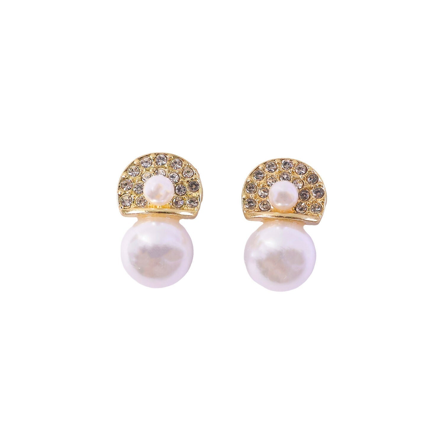 Crystal & Pearl Drop Earrings – Gold Plated Elegant Statement
