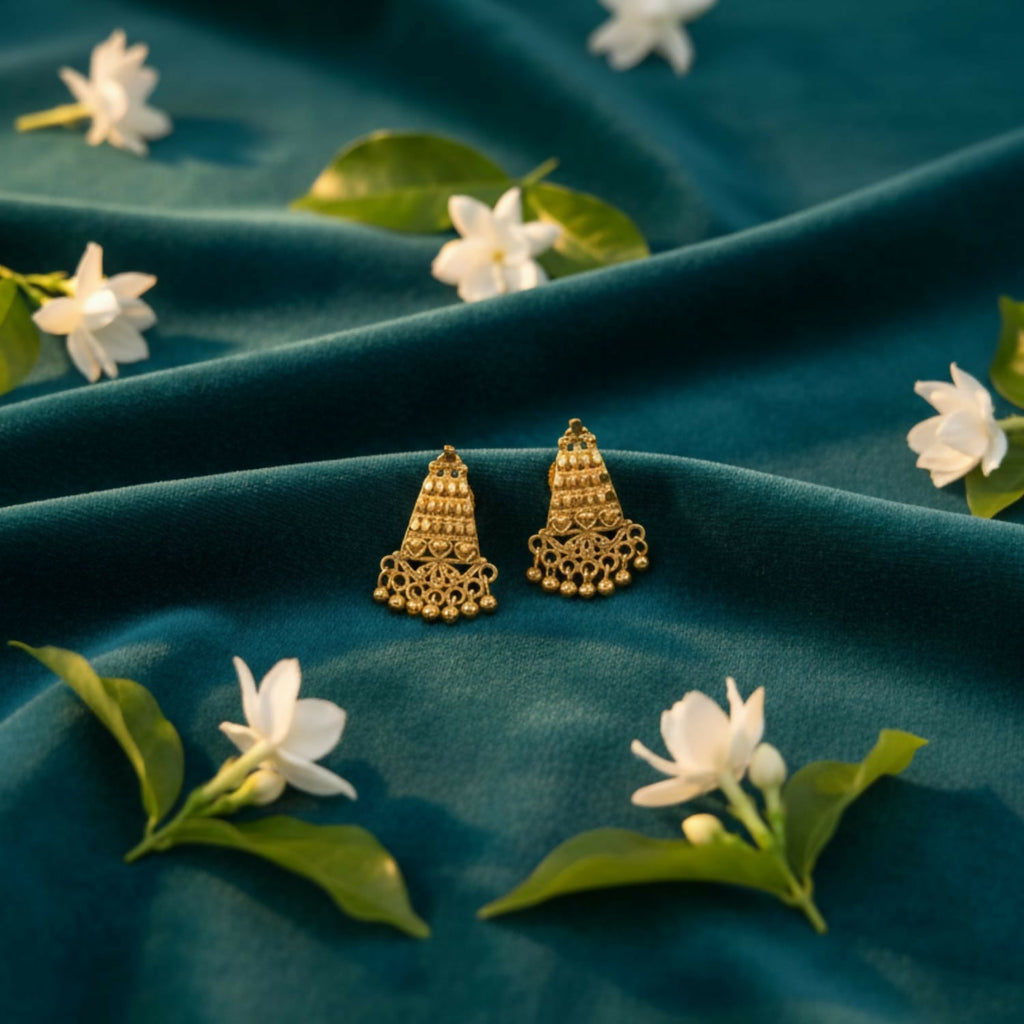 Gold Tone Jhumka Earrings – Traditional Designer Jewellery