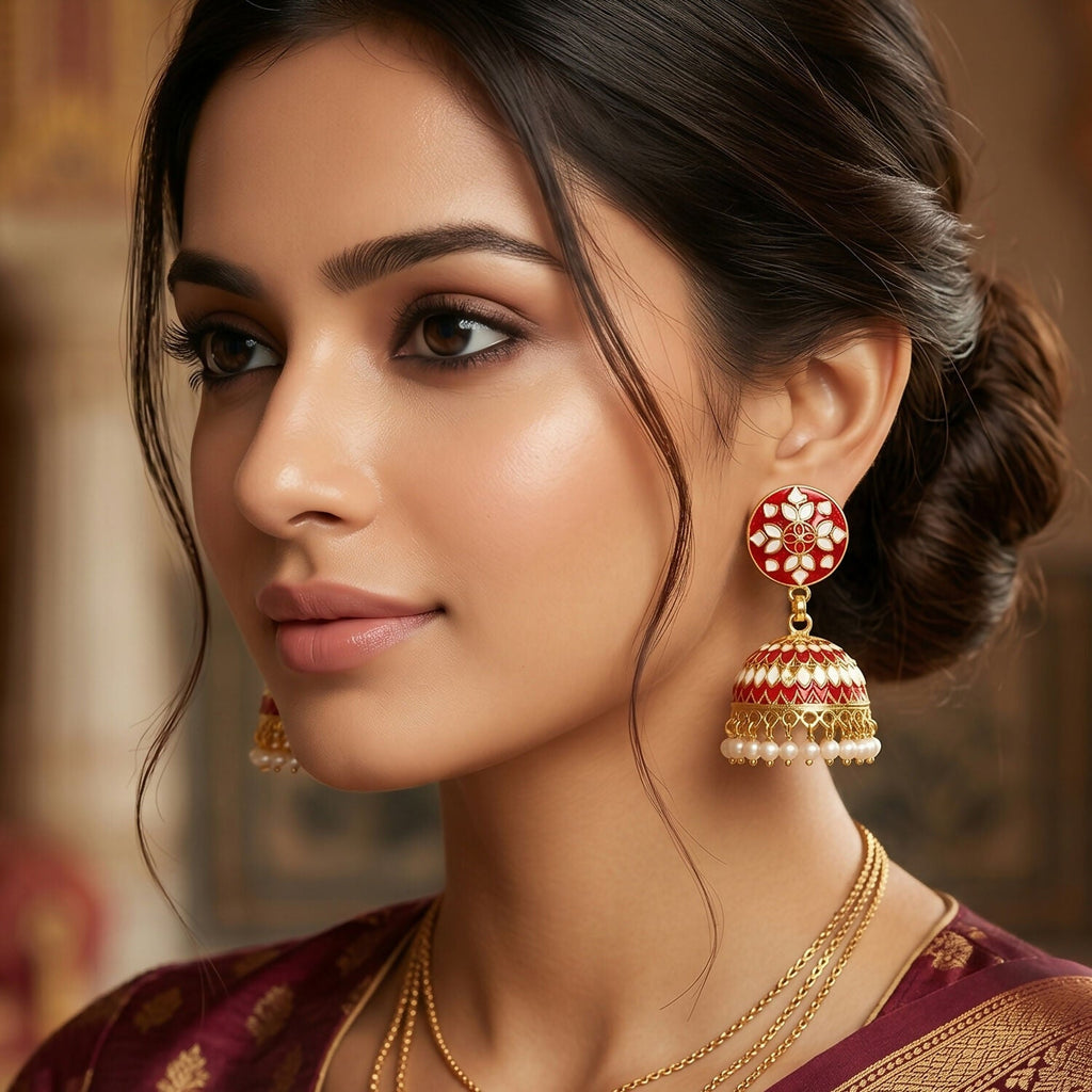 Jhumka Earrings – Elegant Pearl Bead Detailing for Festive Looks