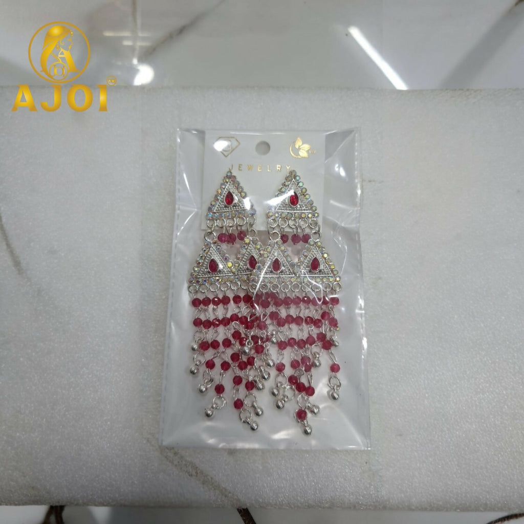Ruby Drop Silver Earrings – Ethnic Designer Statement Tassels