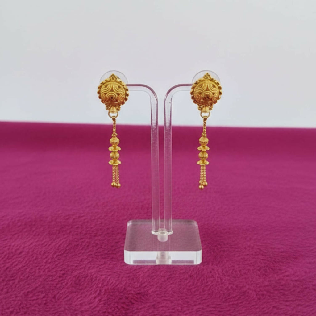 Gold-Plated Jhumka Earrings – Traditional Fancy Beads for Women