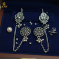 Oxidized Silver Ethnic Chain Drop Earrings – Tribal Indo-Boho Style