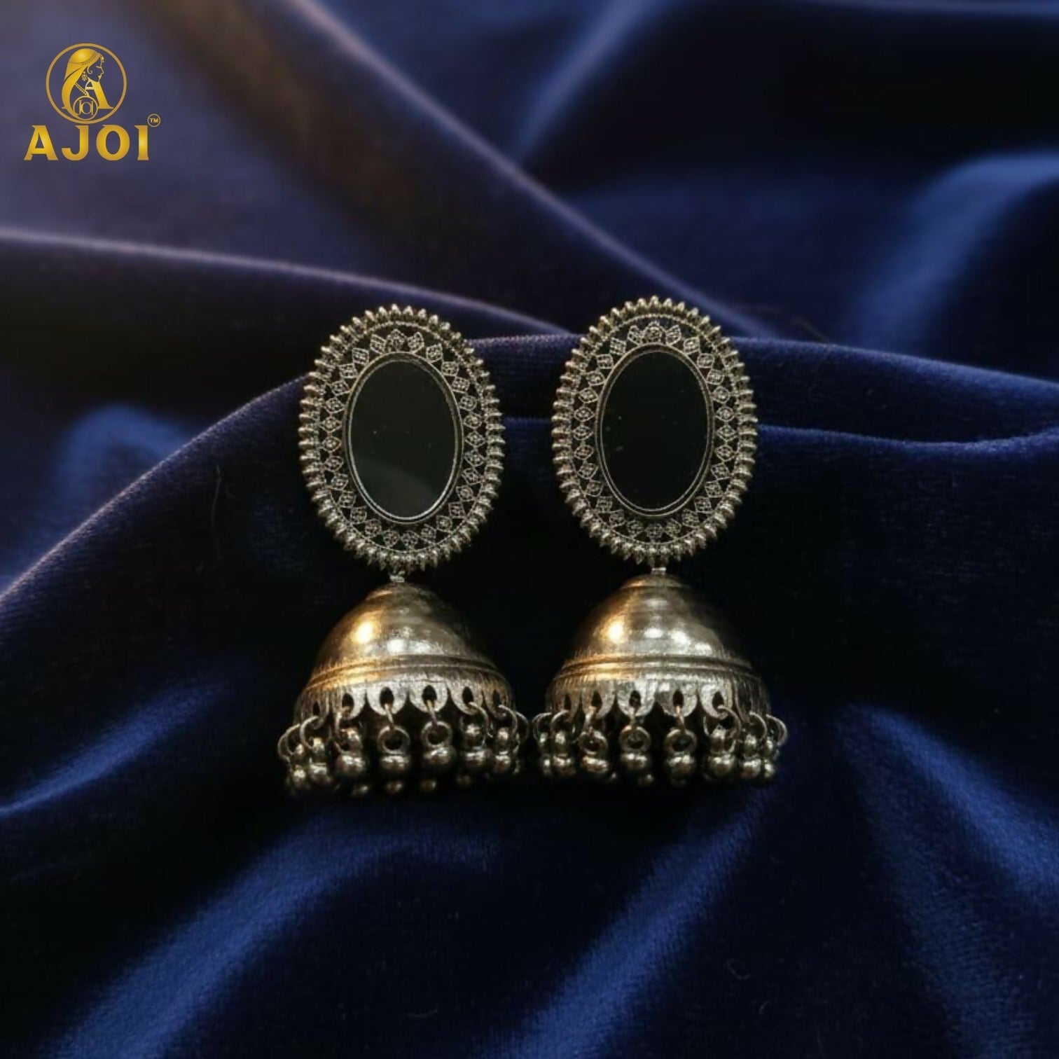 Antique Silver Mirror Jhumka Earrings – Lightweight Tribal Charm