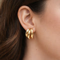 Gold Plated Multi Layer Hoop Earrings – Stylish Chunky Design