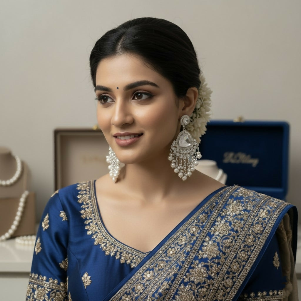 Kundan Pearl Earrings – Elegant Indian Statement Jhumkas for Brides
