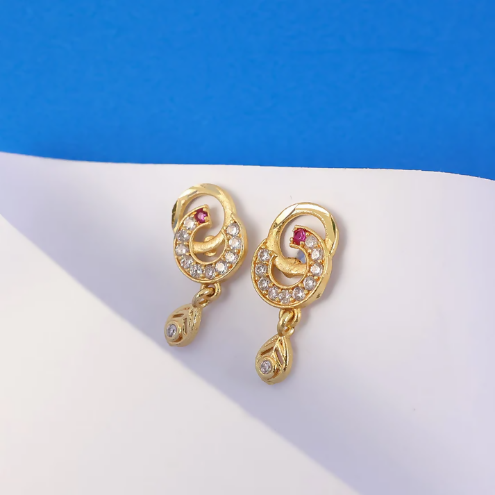 Gold Plated Teardrop Earrings – Elegant Stone Highlights