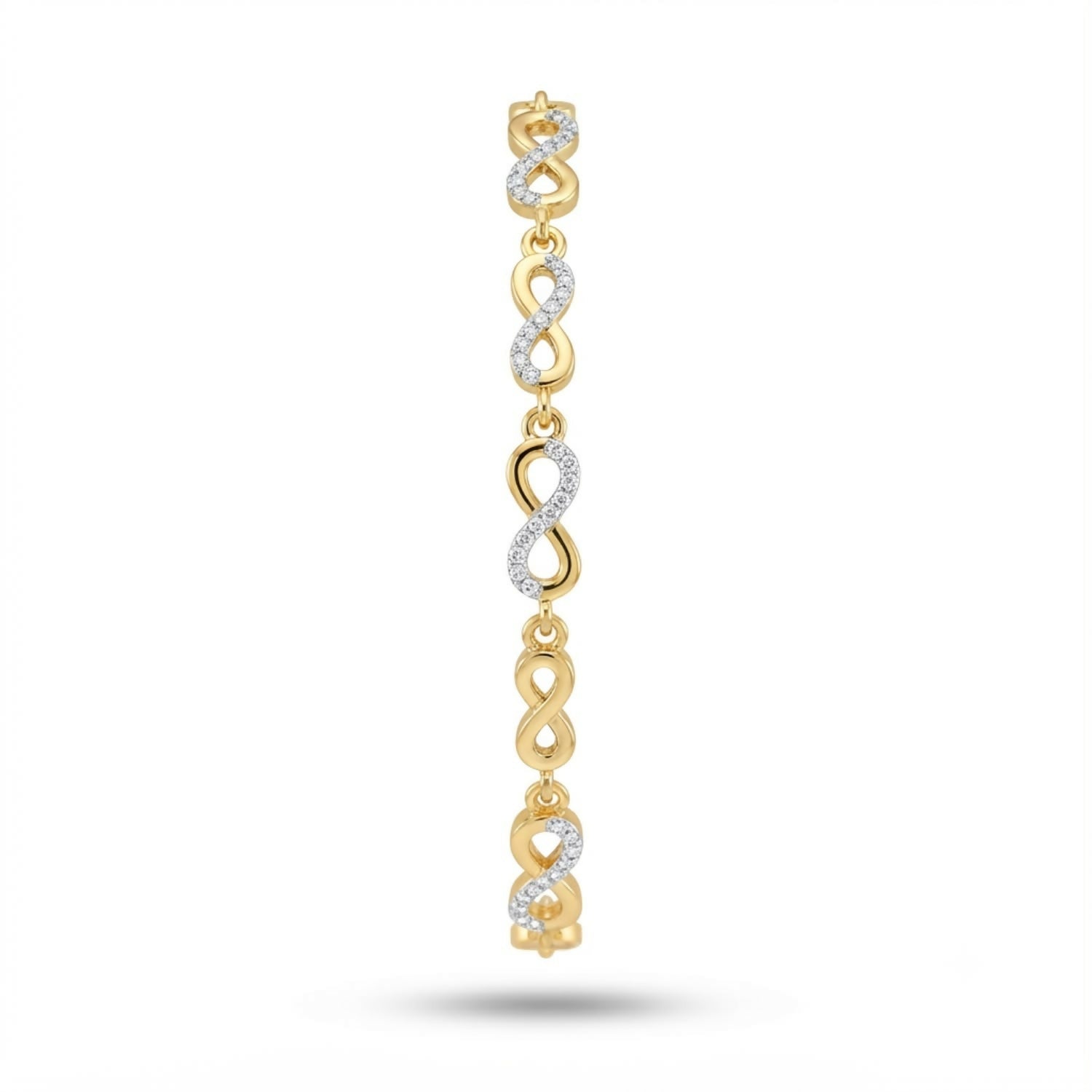 Gold-Tone Infinity Link Bracelet with Crystal Accents and Adjustable Chain for Women
