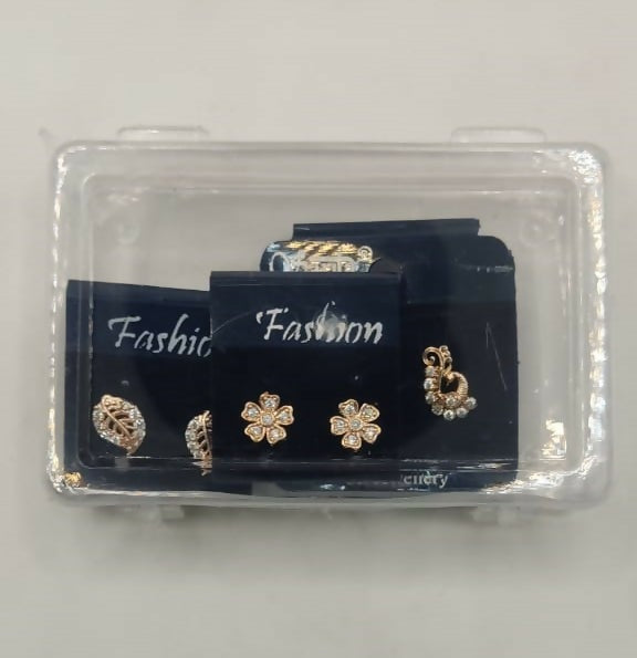 Gold Plated Stud Earrings Set – Elegant Combo for Women & Girls